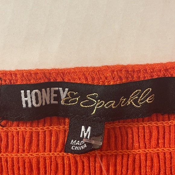 Honey & Sparkle Pumpkin Orange Button Front Cami Tank Top - Picture 7 of 10